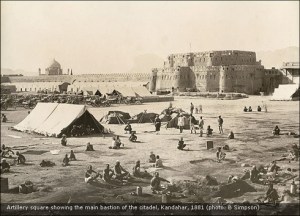 Photo-B. Simpson - British and allied forces at Kandahar after the 1880 Battle of Kandahar, during the Second Anglo-Afghan War.